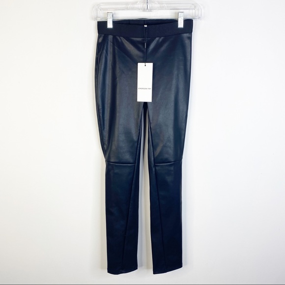 Emerson Fry NWT XL & XS Vegan Leather Legging Black High Rise Elastic Waist - Picture 4 of 7